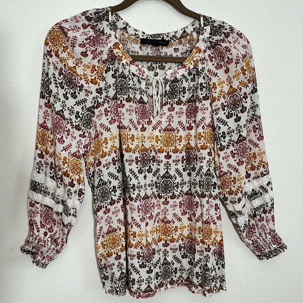 Geometric Round Neck Women's Blouse